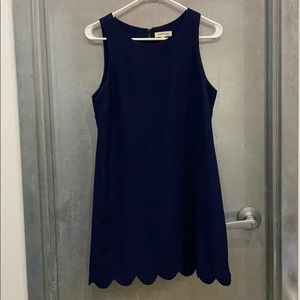 Navy Blue Scalloped Mini Dress
